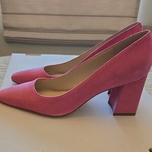 Marc Fisher Varla Block Heel Pump- Pink
